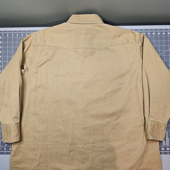 Vintage Wrangler Shirt Mens XXL Big Tan Heavy Twill Snap Western Cowboy 90s - Picture 12 of 15